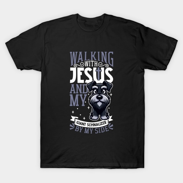 Jesus and dog - Giant Schnauzer T-Shirt by Modern Medieval Design